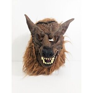 Werewolf  Brown Target Wolf Mask Adult Medium Small Faux Fur Halloween Cosplay